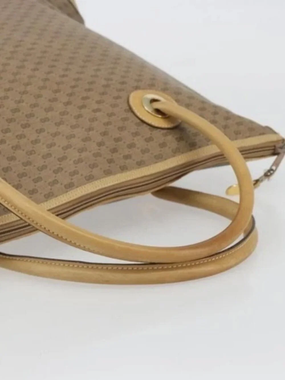 GUCCI Micro GG Supreme Tote Bag PVC Beige Gold 02 39 4868 Auth ep14936